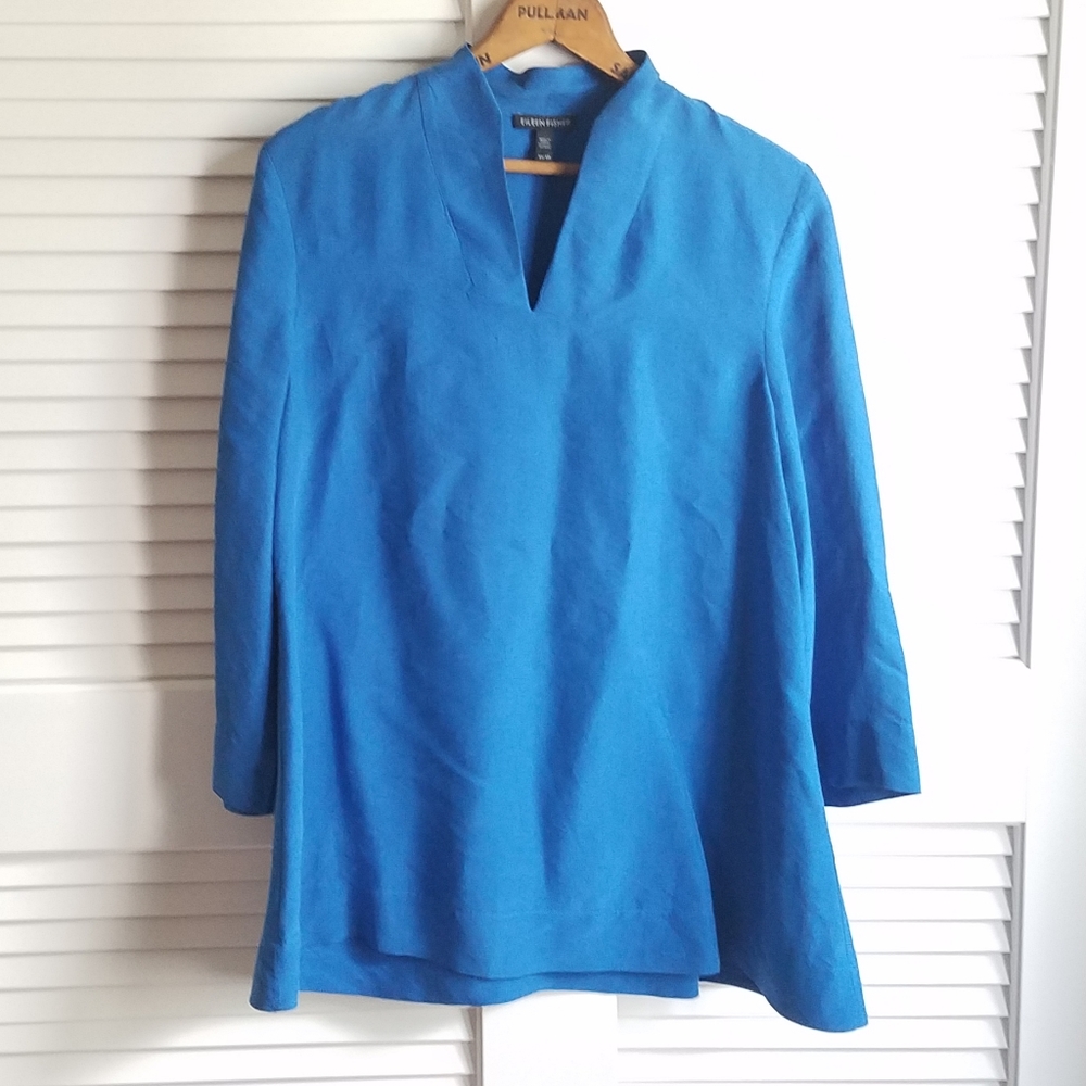 EILEEN FISHER Silk V-Neck Collared Tunic XS